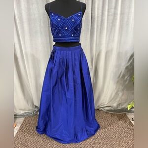 Adrianna Papell Royal Blue Two-Piece Prom Dress